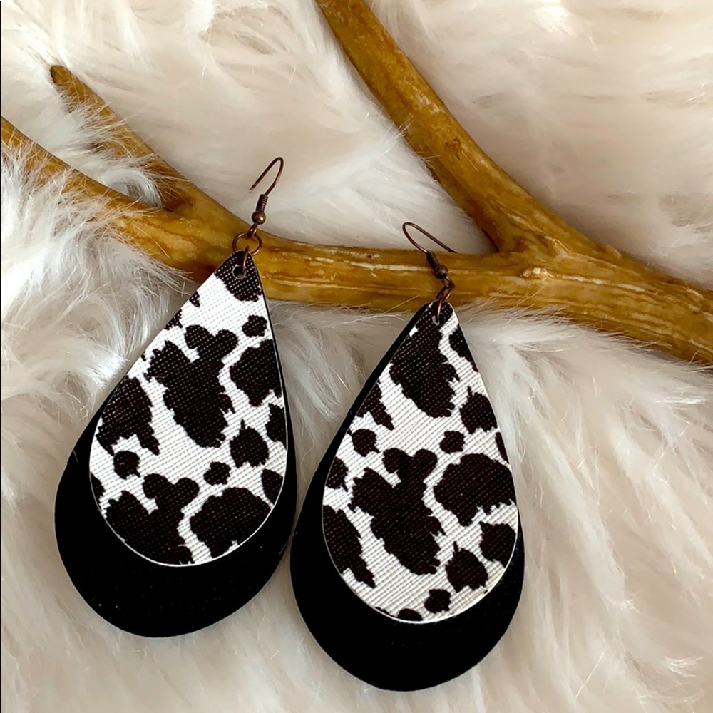 Cow print earrings